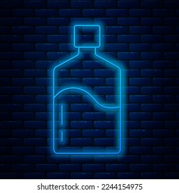 Glühende Neonline Große Flasche mit sauberem Wasser Symbol einzeln auf Ziegelwand Hintergrund. Kunststoffbehälter für den Kühler.  Vektorgrafik