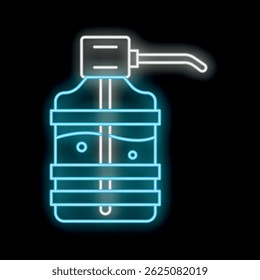 Glowing neon line big bottle with clean water icon isolated on black background. Plastic container for office work, eco design. Watercoolers. Vector illustration