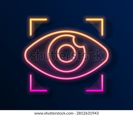 Glowing neon line Big brother electronic eye icon isolated on black background. Global surveillance technology, computer systems and networks security.  Vector