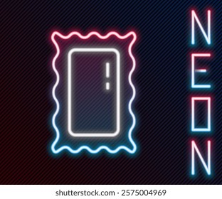 Glowing neon line Big full length mirror for bedroom, shops, backstage icon isolated on black background. Colorful outline concept. Vector