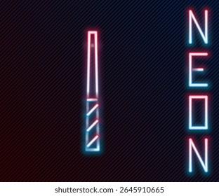 Glowing neon line Billiard cue icon isolated on black background. Colorful outline concept. Vector