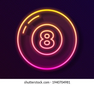 Glowing neon line Billiard pool snooker ball icon isolated on black background.  Vector