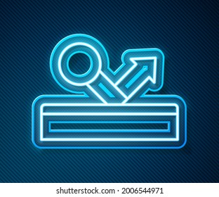 Glowing neon line Billiard pool snooker ball with number 8 icon isolated on blue background.  Vector