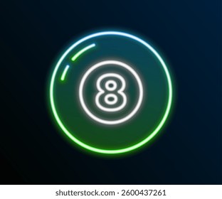 Glowing neon line Billiard pool snooker ball icon isolated on black background. Colorful outline concept. Vector