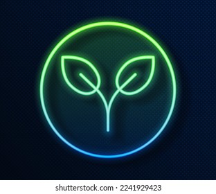 Glowing neon line Bio fuel icon isolated on blue background. Eco bio. Green environment and recycle.  Vector Illustration