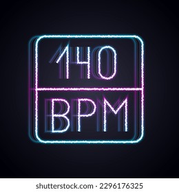 Glowing neon line Bitrate icon isolated on black background. Music speed. Sound quality.  Vector