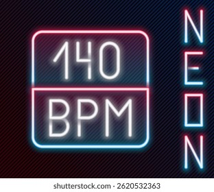 Glowing neon line Bitrate icon isolated on black background. Music speed. Sound quality. Colorful outline concept. Vector