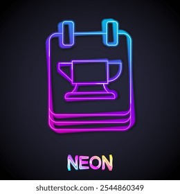 Glowing neon line Blacksmith anvil tool icon isolated on black background. Metal forging. Forge tool.  Vector