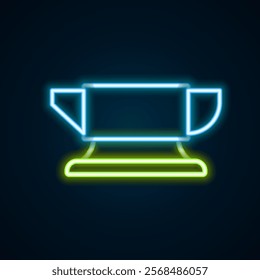 Glowing neon line Blacksmith anvil tool icon isolated on black background. Metal forging. Forge tool. Colorful outline concept. Vector