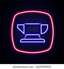 Glowing neon line Blacksmith anvil tool icon isolated on brick wall background. Metal forging. Forge tool. Colorful outline concept. Vector
