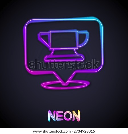 Glowing neon line Blacksmith anvil tool icon isolated on black background. Metal forging. Forge tool.  Vector