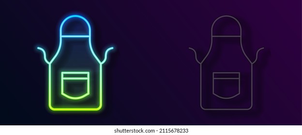 Glowing neon line Blacksmith apron icon isolated on black background. Protective clothing and tool worker.  Vector