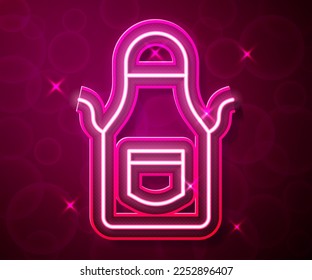 Glowing neon line Blacksmith apron icon isolated on red background. Protective clothing and tool worker.  Vector