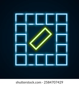 Glowing neon line Board game icon isolated on black background. Colorful outline concept. Vector