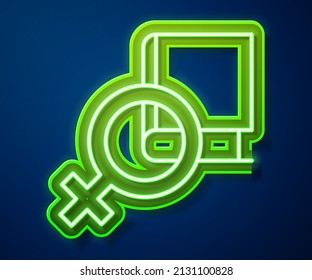 Glowing neon line Book about women icon isolated on blue background. 8 March. International Happy Women Day.  Vector