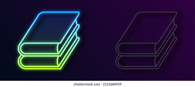 Glowing neon line Book icon isolated on black background.  Vector