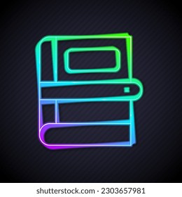 Glowing neon line Book icon isolated on black background.  Vector