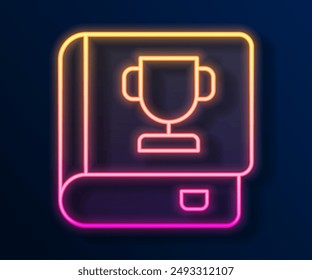 Glowing neon line Book icon isolated on black background.  Vector