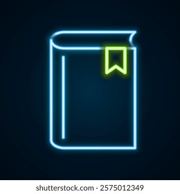 Glowing neon line Book icon isolated on black background. Colorful outline concept. Vector