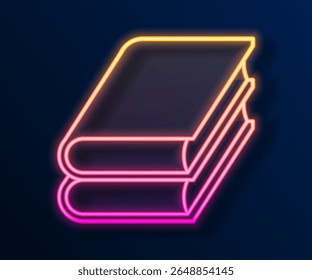 Glowing neon line Book icon isolated on black background.  Vector