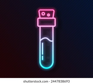 Glowing neon line Bottle with potion icon isolated on black background. Flask with magic potion. Happy Halloween party.  Vector