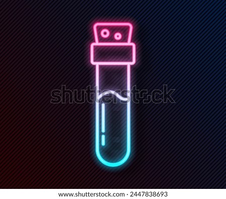 Glowing neon line Bottle with potion icon isolated on black background. Flask with magic potion. Happy Halloween party.  Vector