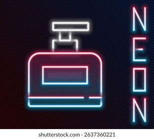 Glowing neon line Bottle of shampoo icon isolated on black background. Colorful outline concept. Vector