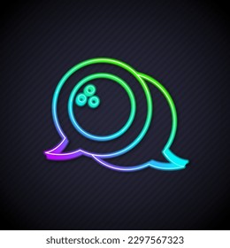 Glowing neon line Bowling ball icon isolated on black background. Sport equipment.  Vector