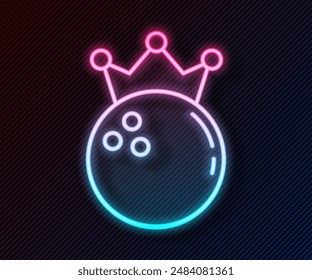 Glowing neon line Bowling ball icon isolated on black background. Sport equipment.  Vector