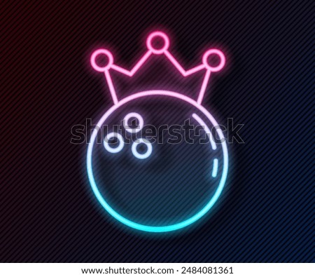 Glowing neon line Bowling ball icon isolated on black background. Sport equipment.  Vector