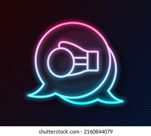 Glowing neon line Boxing glove icon isolated on black background.  Vector
