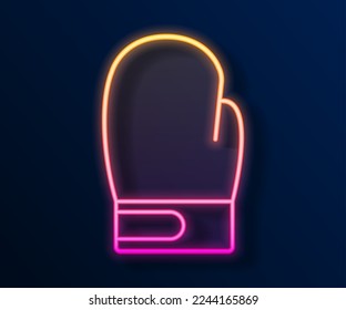Glowing neon line Boxing glove icon isolated on black background.  Vector
