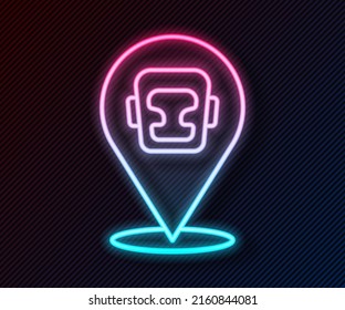 Glowing neon line Boxing helmet icon isolated on black background.  Vector