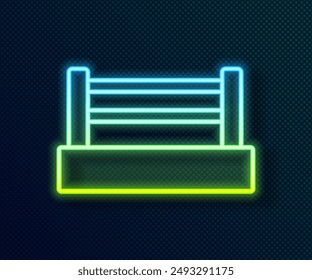 Glowing neon line Boxing ring icon isolated on black background.  Vector