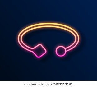 Icono de la joyería de la pulsera de la línea de neón brillante aislado sobre fondo negro. Signo del brazalete.  Vector