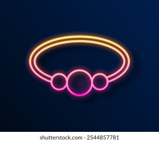 Brilhante neon linha Pulseira ícone de joias isolado no fundo preto. Sinal de bengala.  Vetor