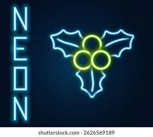 Glowing neon line Branch viburnum or guelder rose icon isolated on black background. Merry Christmas and Happy New Year. Colorful outline concept. Vector