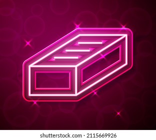 Glühendes Neonline-Brick-Symbol einzeln auf rotem Hintergrund.  Vektorgrafik