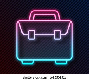 Glowing neon line Briefcase icon isolated on black background. Business case sign. Business portfolio.  Vector Illustration