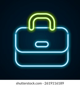 Glowing neon line Briefcase icon isolated on black background. Business case sign. Business portfolio. Colorful outline concept. Vector