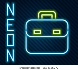 Glowing neon line Briefcase icon isolated on black background. Business case sign. Business portfolio. Colorful outline concept. Vector