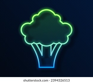 Glühende Neonline Broccoli Symbol einzeln auf blauem Hintergrund.  Vektorgrafik