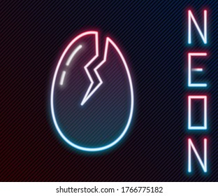 Glowing neon line Broken egg icon isolated on black background. Happy Easter. Colorful outline concept. Vector Illustration
