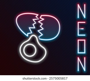 Glowing neon line Broken egg icon isolated on black background. Happy Easter. Colorful outline concept. Vector