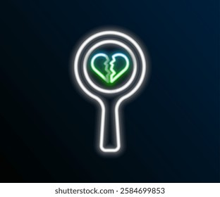 Glowing neon line Broken heart or divorce icon isolated on black background. Love symbol. Valentines day. Colorful outline concept. Vector