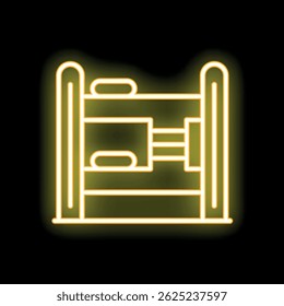 Glowing neon line bunk bed icon isolated on black background. Furniture symbol for hotel, hostel, dormitory, home, bedroom. Vector illustration