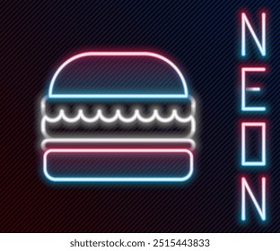 Glowing neon line Burger icon isolated on black background. Hamburger icon. Cheeseburger sandwich sign. Fast food menu. Colorful outline concept. Vector Illustration