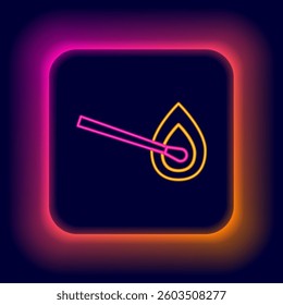 Glowing neon line Burning match with fire icon isolated on black background. Match with fire. Matches sign. Colorful outline concept. Vector