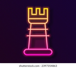 Glowing neon line Business strategy icon isolated on black background. Chess symbol. Game, management, finance.  Vector