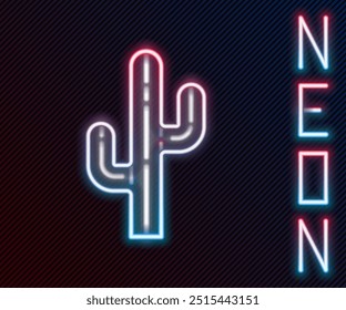 Glowing neon line Cactus icon isolated on black background. Colorful outline concept. Vector